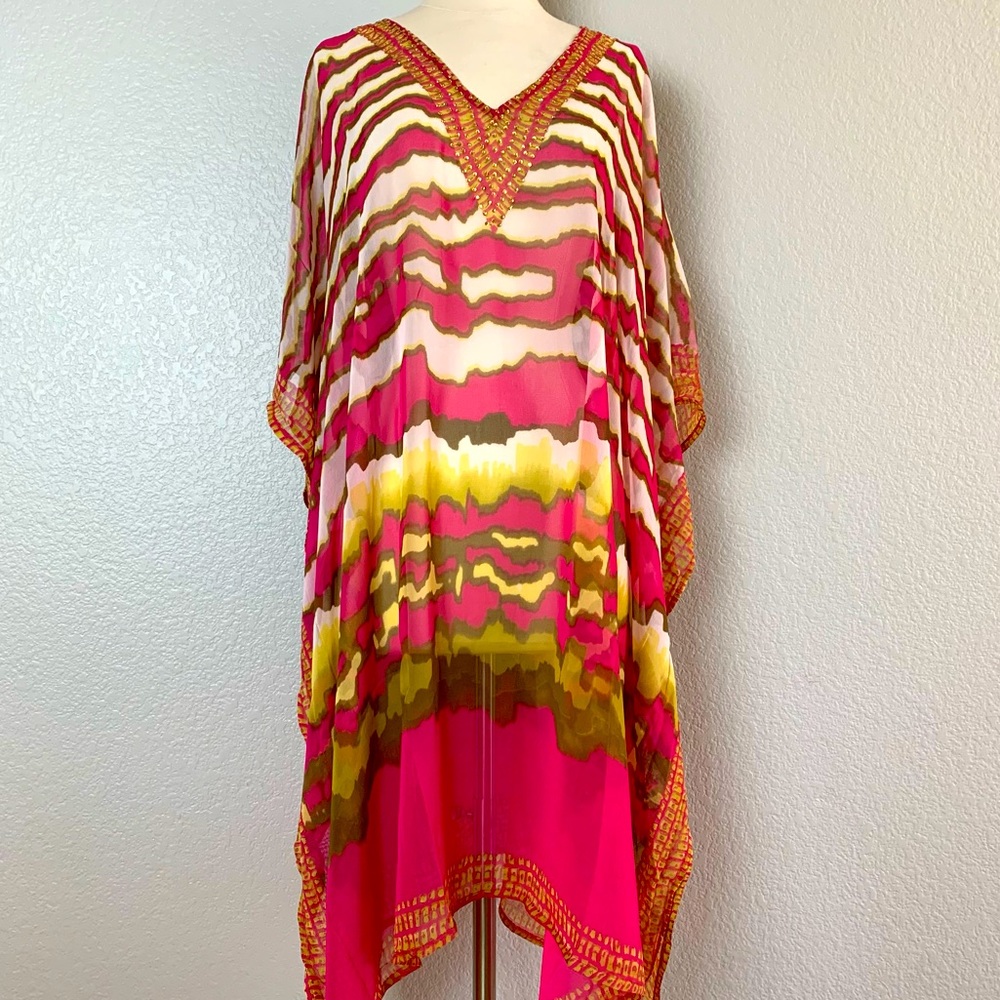 Advance Apparels Women’s Sequin V-Neck Free Size Tunic Beach Cover Up NWT